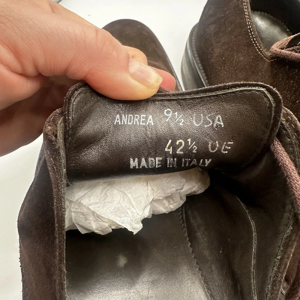 FACONNABLE Andrea Oxfords Made in Italy Shoes Brown Suede Men's US 9.5 42.5 EU